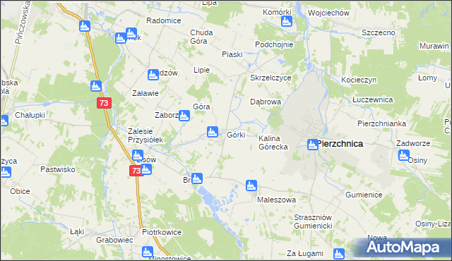 mapa Górki gmina Pierzchnica, Górki gmina Pierzchnica na mapie Targeo