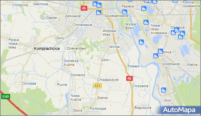 mapa Górki gmina Prószków, Górki gmina Prószków na mapie Targeo