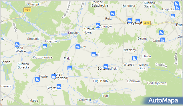 mapa Górki gmina Przystajń, Górki gmina Przystajń na mapie Targeo