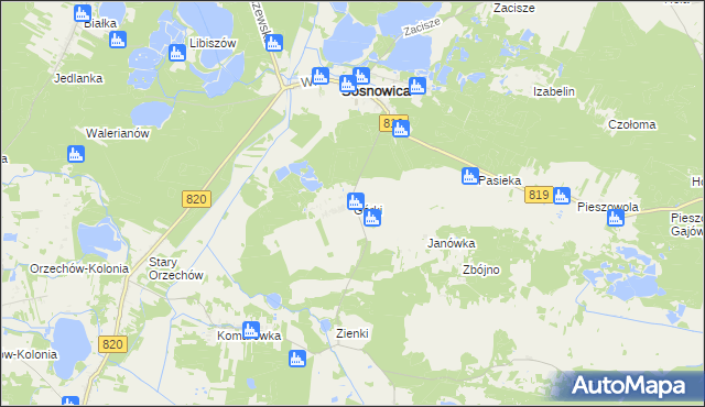 mapa Górki gmina Sosnowica, Górki gmina Sosnowica na mapie Targeo