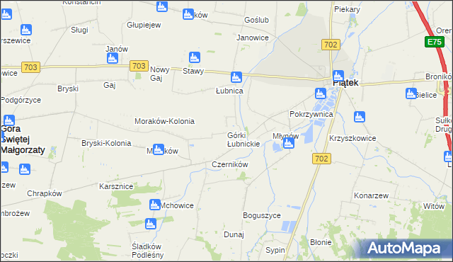 mapa Górki Łubnickie, Górki Łubnickie na mapie Targeo