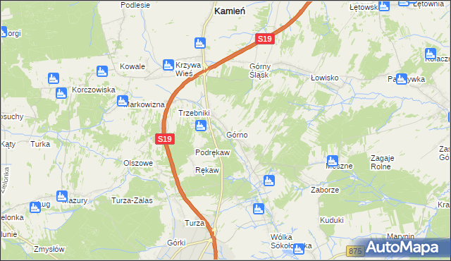 mapa Górno gmina Sokołów Małopolski, Górno gmina Sokołów Małopolski na mapie Targeo