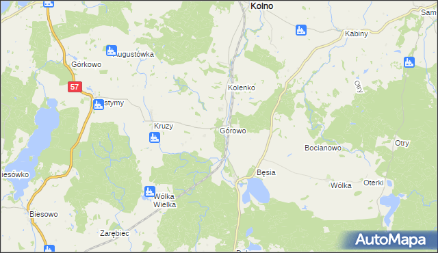 mapa Górowo gmina Kolno, Górowo gmina Kolno na mapie Targeo