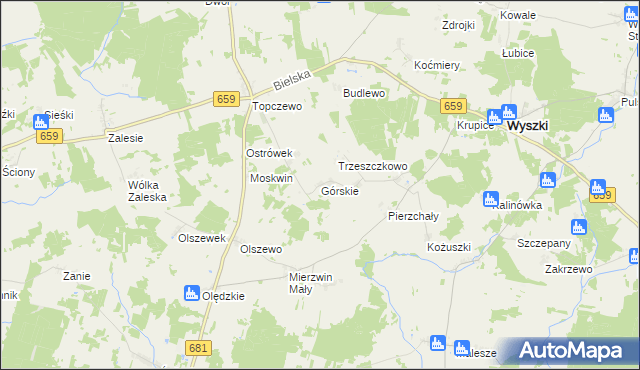 mapa Górskie gmina Wyszki, Górskie gmina Wyszki na mapie Targeo