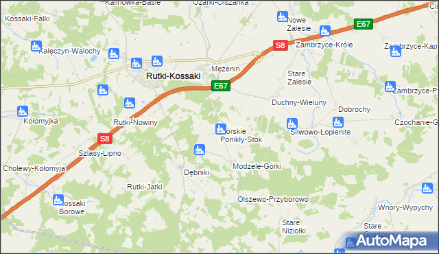 mapa Górskie Ponikły-Stok, Górskie Ponikły-Stok na mapie Targeo