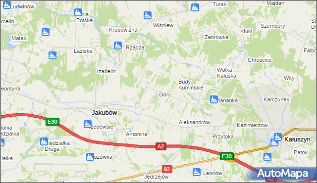 mapa Góry gmina Jakubów, Góry gmina Jakubów na mapie Targeo