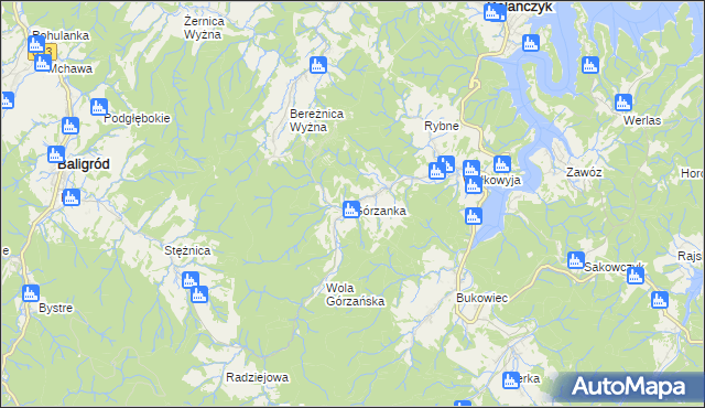 mapa Górzanka, Górzanka na mapie Targeo