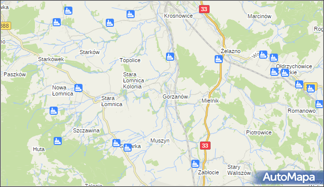 mapa Gorzanów, Gorzanów na mapie Targeo