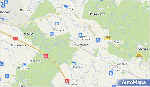 mapa Gorzebądz gmina Darłowo, Gorzebądz gmina Darłowo na mapie Targeo