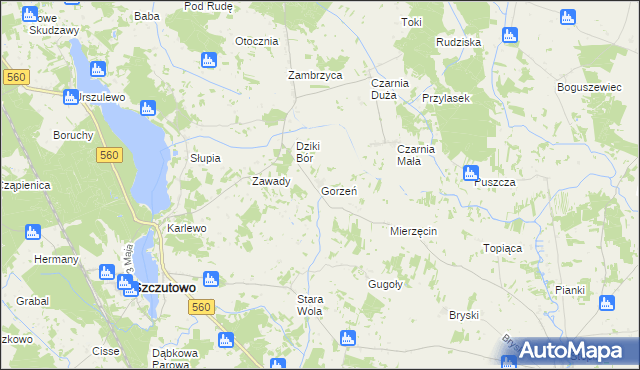 mapa Gorzeń gmina Szczutowo, Gorzeń gmina Szczutowo na mapie Targeo