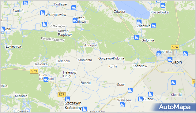 mapa Gorzewo-Kolonia, Gorzewo-Kolonia na mapie Targeo