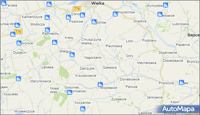 mapa Gorzków gmina Kazimierza Wielka, Gorzków gmina Kazimierza Wielka na mapie Targeo