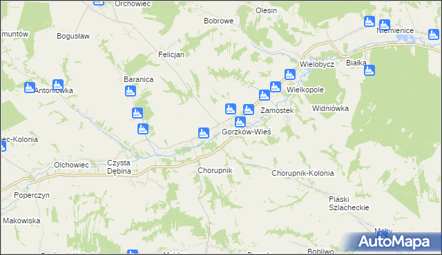 mapa Gorzków-Wieś, Gorzków-Wieś na mapie Targeo