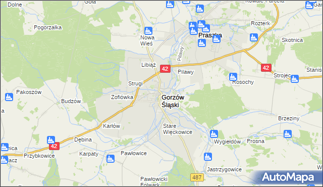 mapa Gorzów Śląski, Gorzów Śląski na mapie Targeo