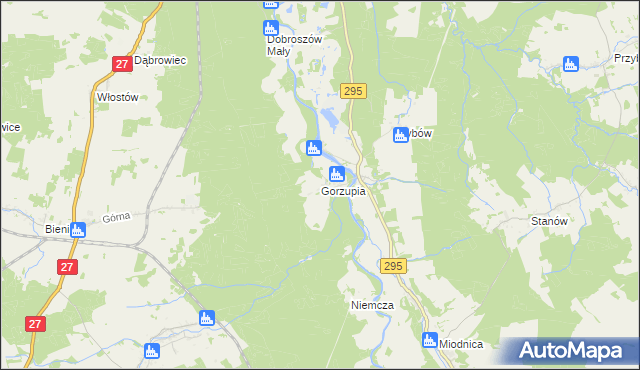 mapa Gorzupia gmina Żagań, Gorzupia gmina Żagań na mapie Targeo