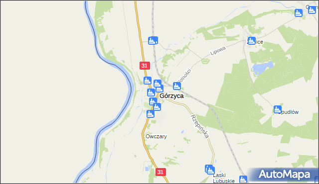 mapa Górzyca powiat słubicki, Górzyca powiat słubicki na mapie Targeo