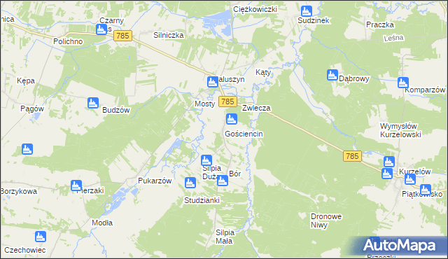 mapa Gościencin, Gościencin na mapie Targeo