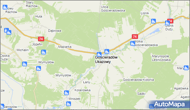 mapa Gościeradów Ukazowy, Gościeradów Ukazowy na mapie Targeo