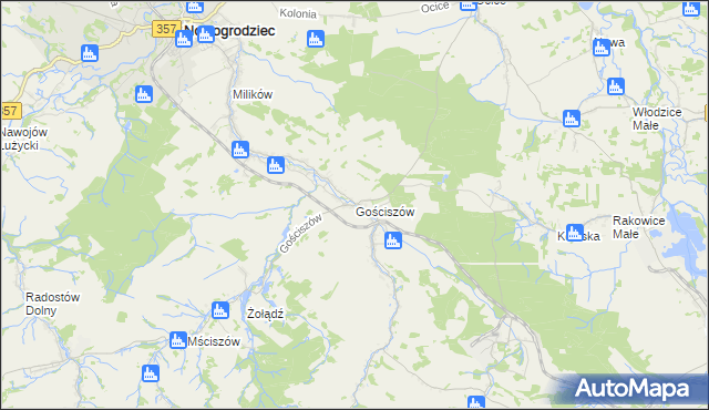 mapa Gościszów, Gościszów na mapie Targeo