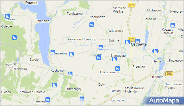 mapa Gostuń, Gostuń na mapie Targeo