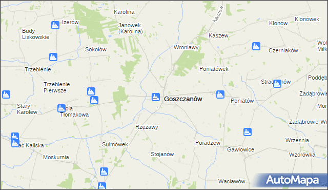 mapa Goszczanów, Goszczanów na mapie Targeo