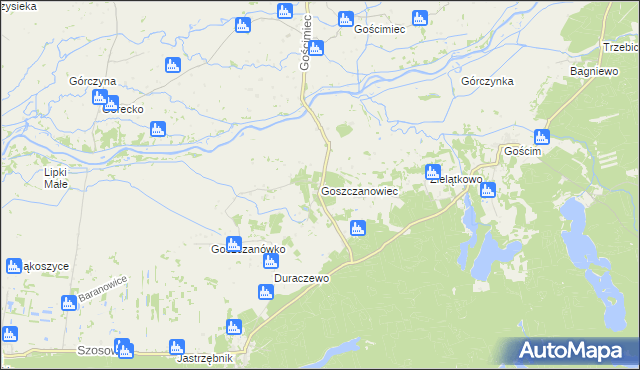 mapa Goszczanowiec, Goszczanowiec na mapie Targeo