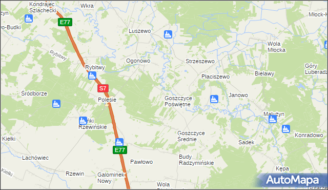 mapa Goszczyce Poświętne, Goszczyce Poświętne na mapie Targeo