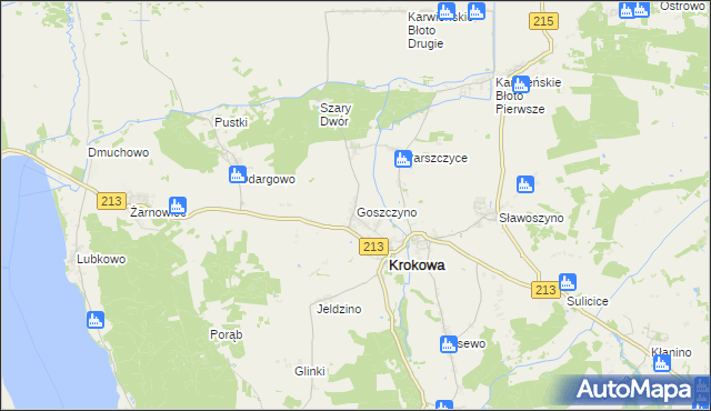 mapa Goszczyno gmina Krokowa, Goszczyno gmina Krokowa na mapie Targeo