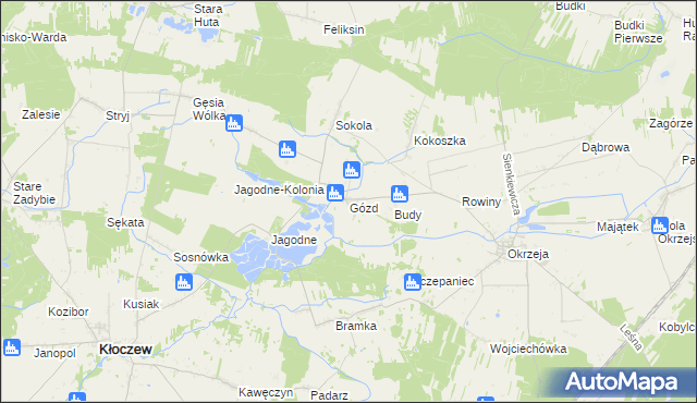 mapa Gózd gmina Kłoczew, Gózd gmina Kłoczew na mapie Targeo