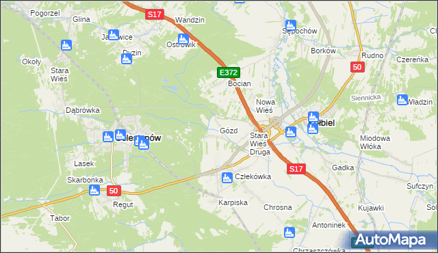 mapa Gózd gmina Kołbiel, Gózd gmina Kołbiel na mapie Targeo