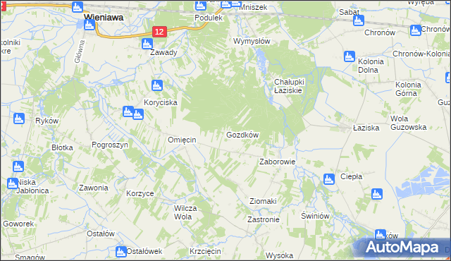 mapa Gozdków gmina Orońsko, Gozdków gmina Orońsko na mapie Targeo