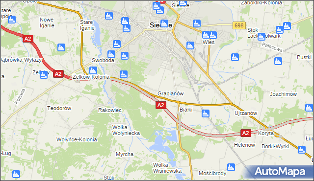 mapa Grabianów, Grabianów na mapie Targeo