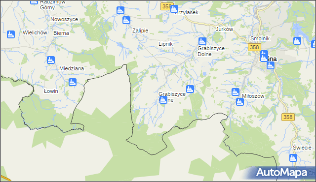 mapa Grabiszyce Górne, Grabiszyce Górne na mapie Targeo