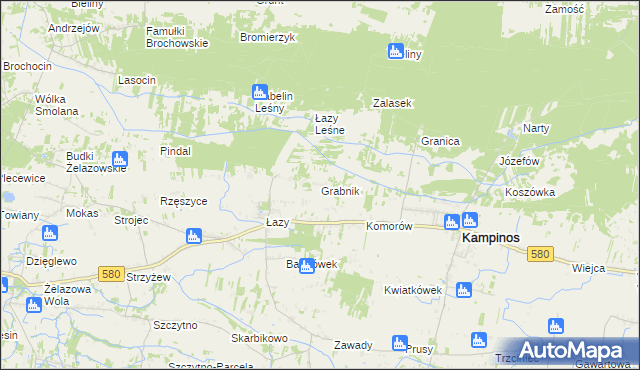 mapa Grabnik gmina Kampinos, Grabnik gmina Kampinos na mapie Targeo