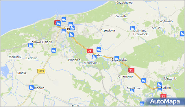 mapa Grabno gmina Ustka, Grabno gmina Ustka na mapie Targeo