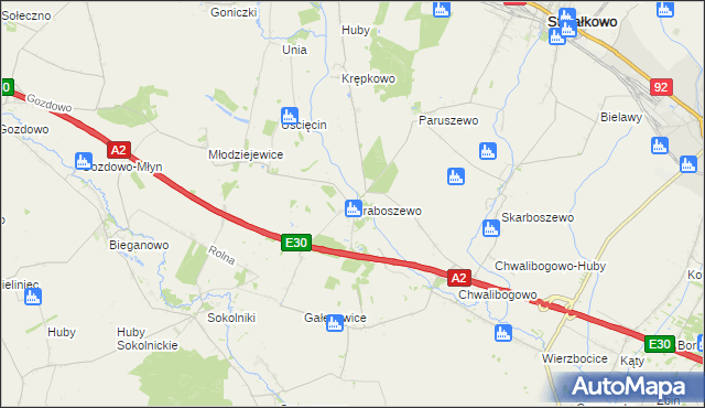 mapa Graboszewo gmina Strzałkowo, Graboszewo gmina Strzałkowo na mapie Targeo