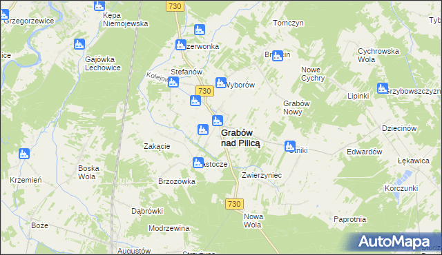 mapa Grabów nad Pilicą, Grabów nad Pilicą na mapie Targeo