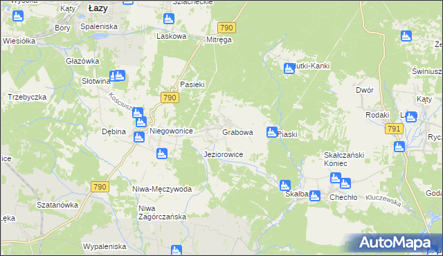 mapa Grabowa gmina Łazy, Grabowa gmina Łazy na mapie Targeo