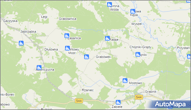 mapa Grabówek gmina Olszewo-Borki, Grabówek gmina Olszewo-Borki na mapie Targeo