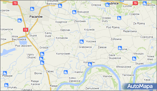 mapa Grabowica gmina Pacanów, Grabowica gmina Pacanów na mapie Targeo