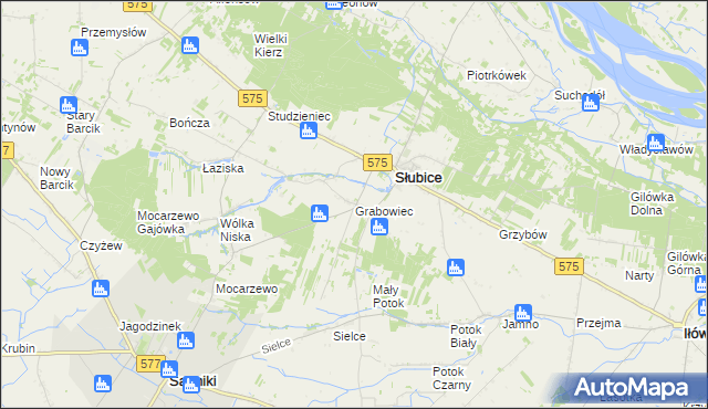 mapa Grabowiec gmina Słubice, Grabowiec gmina Słubice na mapie Targeo
