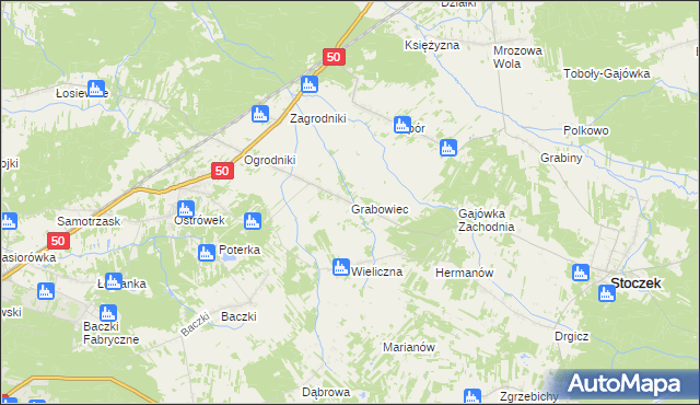 mapa Grabowiec gmina Stoczek, Grabowiec gmina Stoczek na mapie Targeo