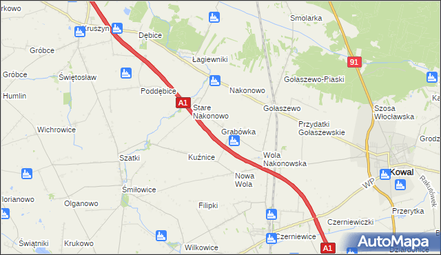 mapa Grabówka gmina Choceń, Grabówka gmina Choceń na mapie Targeo