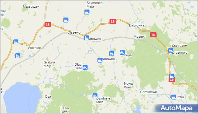 mapa Grabówka gmina Mikołajki, Grabówka gmina Mikołajki na mapie Targeo