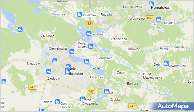 mapa Grabówka gmina Opole Lubelskie, Grabówka gmina Opole Lubelskie na mapie Targeo