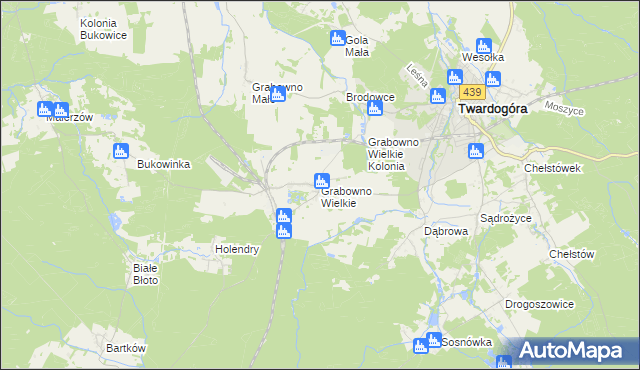 mapa Grabowno Wielkie, Grabowno Wielkie na mapie Targeo