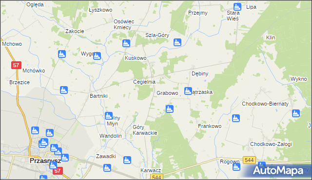 mapa Grabowo gmina Przasnysz, Grabowo gmina Przasnysz na mapie Targeo