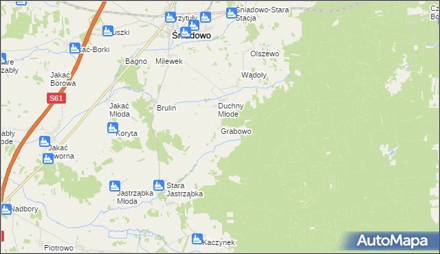 mapa Grabowo gmina Śniadowo, Grabowo gmina Śniadowo na mapie Targeo