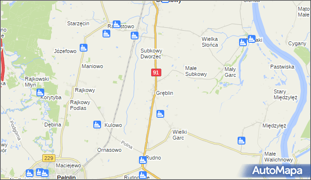 mapa Gręblin, Gręblin na mapie Targeo