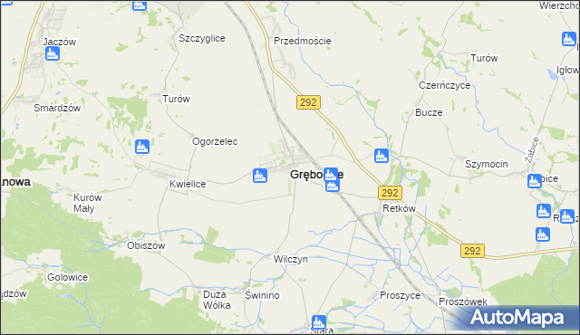 mapa Grębocice, Grębocice na mapie Targeo